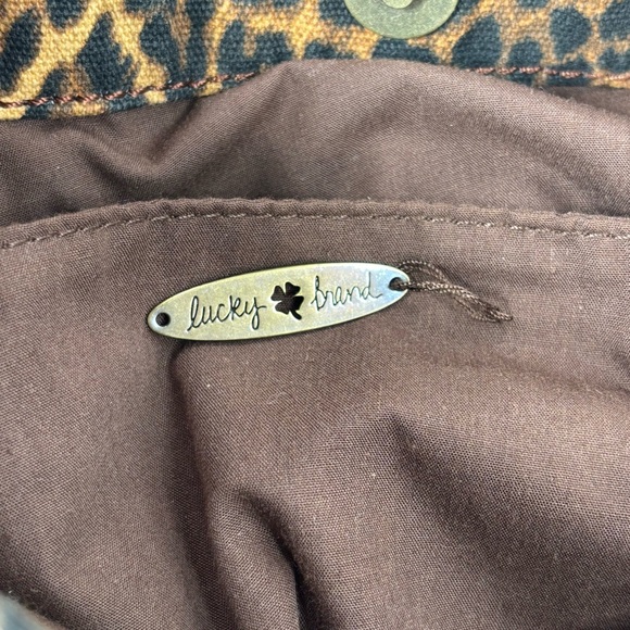 Lucky Brand Tote Bag Leopard Print Cotton Shoulder Straps Travel Work Office GO - Picture 4 of 8